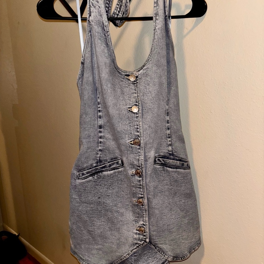 KanCan Gray Denim Jumpsuit